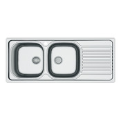 Evier inoxydable 2 bacs gris, égouttoir réversible 116x50x15 cm - Brico Dépôt
