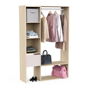 Kit dressing ajustable imitation chêne/cachemire TIMON - H 183 x L 82,6/119,1 x P 39,6 cm - Brico Dépôt