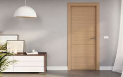 Porte interieur pleine MDF plaqué chêne miel poussant droit - 204 x 83 cm - Brico Dépôt