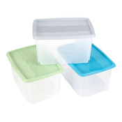 Lot de 3 boîtes polypropylène 45L, couvercles gris vert bleu - H.41 x l.40 x P.55 cm - Brico Dépôt