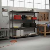 Etagère noire 4 plateaux - H. 200 x L. 237 x P. 60 cm - Brico Dépôt