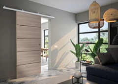 Kit porte coulissante chêne avec rail et fixations VERONE 83 x 204 cm - Brico Dépôt