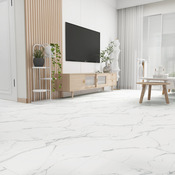 Sol clipsable pvc effet marbre brillant blanc 91,4 x 45,7 cm, Ep. 4,5 mm - Brico Dépôt