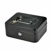 Caisse à monnaie moyenne acier robuste noir 20x15x9 cm avec serrure à clé - Brico Dépôt