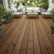 Lame de terrasse pin brun traité classe 4 biseautée 2400 x 145 x 27 mm - Brico Dépôt