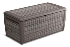 Coffre de rangement gris 511 L en polypropylène imitation résine tressée 145 × 73 × 64 cm - Keter - Brico Dépôt