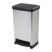Poubelle à pédale avec couvercle gris 50 L  - 65,4 x 39 x 28,8 cm - Brico Dépôt