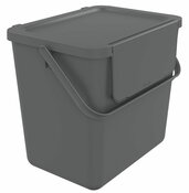 Poubelle de tri avec couvercle gris mat 25 L - 29,7 x 34,2 x 38,4 cm - Sundis - Brico Dépôt