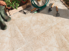 Dalle en grès cérame émaillé beige effet travertin Ecrin 60 x 60 cm ép. 20 mm - Brico Dépôt