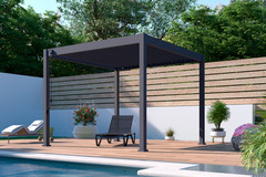Pergola en acier lames galvanisées 3 x 3 m hauteur 2,35 m - Marque BLOOMA - Brico Dépôt