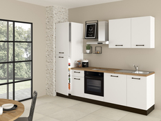 Cuisine équipée blanc brillant électroménager inclus LUNA 270 cm - Brico Dépôt