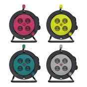 Enrouleur câble 15 m avec protection thermique 4 prises 16 A intérieur NF - Brico Dépôt