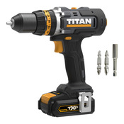 Perceuse visseuse à percussion sans fil 18 V 2 vitesses batterie 2 Ah - Titan - Brico Dépôt