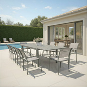 Table de jardin extensible aluminium vert lichen 8 à 12 personnes - 200/320 x 100 cm - Brico Dépôt