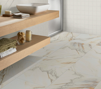 Carrelage sol intérieur grès émaillé blanc marbré CALACATTA - 45 x 45 cm - Brico Dépôt