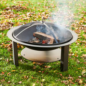 Brasero fonte et acier rond diamètre 62 cm avec grille cuisson et couvercle - Brico Dépôt