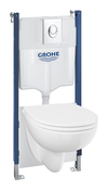 Pack wc suspendu complet cuvette céramique sans rebord hauteur réglable - Grohe - Brico Dépôt