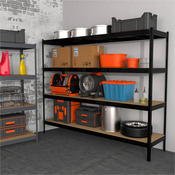 Étagère acier bois noir mat 4 niveaux réglables charge 1600 kg - L. 240 x P. 60 x H. 197 cm - Brico Dépôt