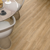 Sol stratifié marron effet bois brut mat AC4 à clipser L. 128,8 cm x l. 19,5 cm x Ép. 7 mm - Brico Dépôt