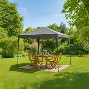 Tonnelle grise toile polyéthylène structure acier L. 3 m x l. 3 m x H. 2,4 m - Brico Dépôt