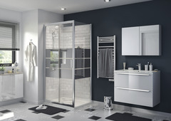 Porte de douche coulissante 2 volets "Beloya" l.100 cm en verre effet miroir - GoodHome - Brico Dépôt