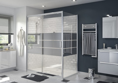 Porte de douche coulissante 2 volets Beloya l. 160 cm en verre effet miroir - GoodHome - Brico Dépôt