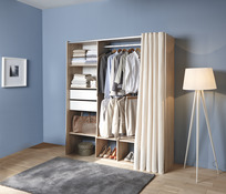 Kit dressing imitation chêne clair extensible - H. 200 x L. de 125 à 180 x P. 48 cm - Brico Dépôt