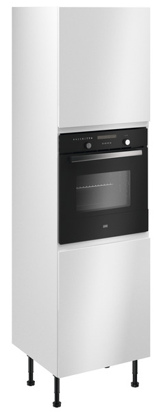 Colonne de cuisine four "Glorian" blanc brillant l.60 x h.201 x p.57 cm + 1 porte + 1 tiroir + 2 casseroliers - Brico Dépôt