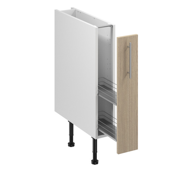 Meuble bas de cuisine "Coline" imitation chêne clair l.15 x h.72 x p.57 cm 1 porte coulissante - Brico Dépôt