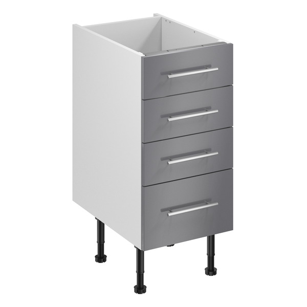 Meuble bas "Dorice" anthracite mat l.40 x h.72 x p.57 cm 3 tiroirs + 1 casserolier - Brico Dépôt