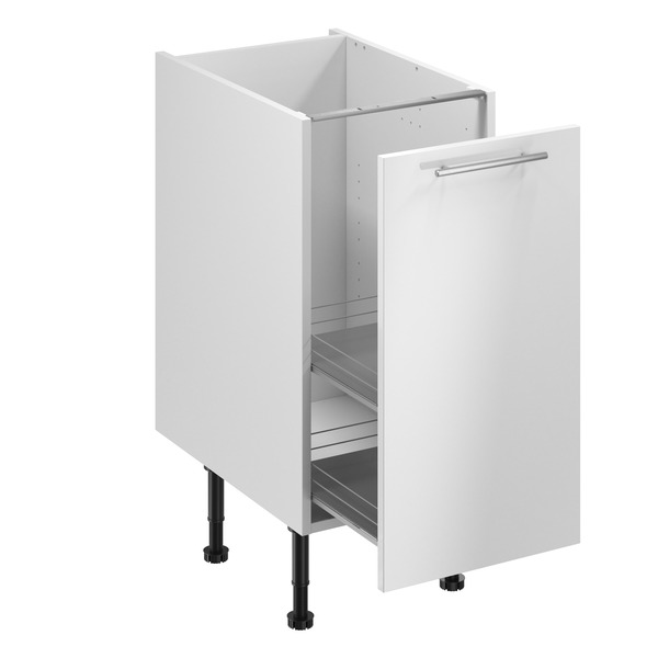 Meuble bas de cuisine "Dorice" blanc brillant l.40 x h.72 x p.57 cm 1 porte coulissante - Brico Dépôt