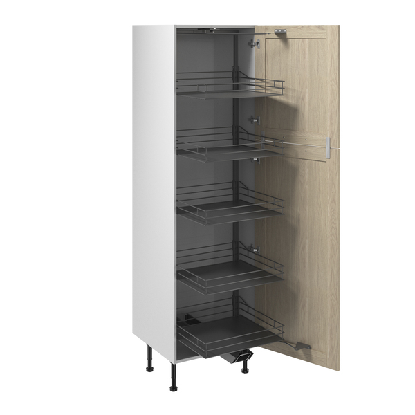 Colonne "Coline" imitation chêne clair l.60 x h.201 x p.57 cm 2 portes avec rangement coulissant - Brico Dépôt