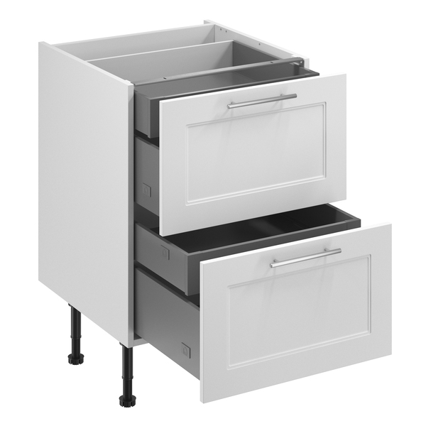 Meuble bas "Florie" blanc mat l.60 x h.72 x p.57 cm 2 casseroliers + 2 tiroirs intérieurs - Brico Dépôt