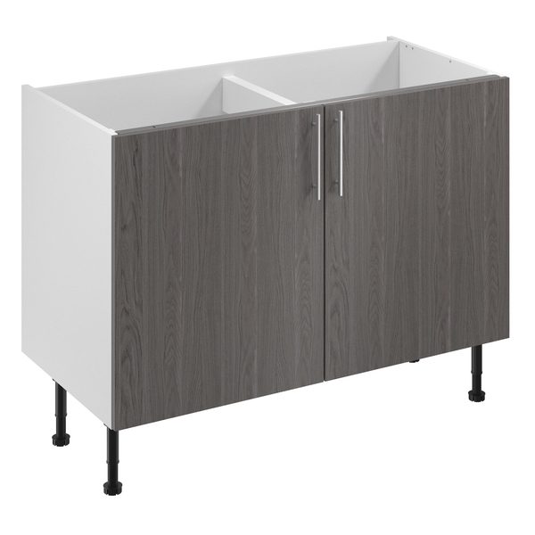 Meuble bas "Basilie" imitation chêne gris l.120 x h.72 x p.57 cm 2 portes - Brico Dépôt