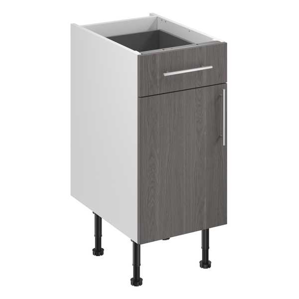 Meuble bas "Basilie" imitation chêne gris l.40 x h.72 x p.57 cm 1 porte + 1 tiroir - Brico Dépôt