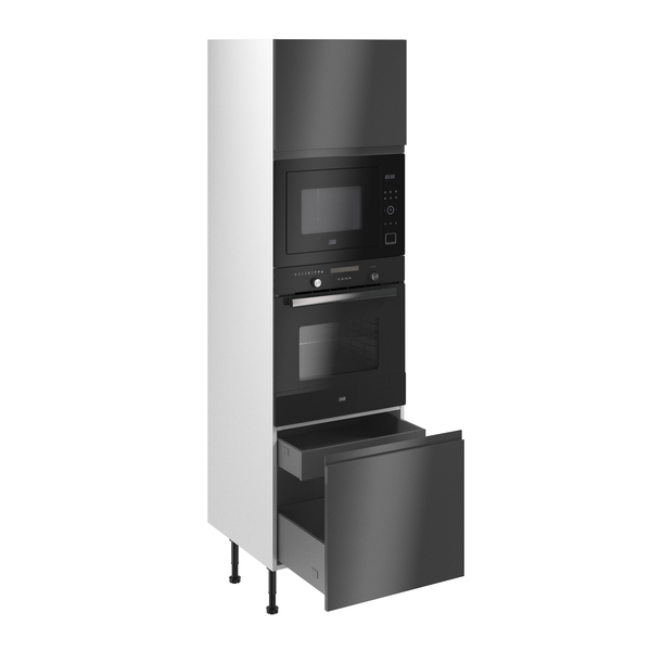 Colonne four + microondes "Garcinia" anthracite brillant l.60 x h.201
