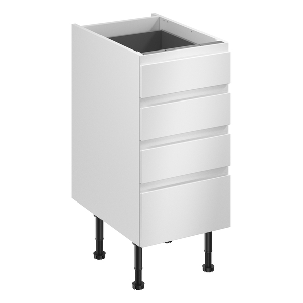 Meuble bas "Glorian" blanc brillant l.40 x h.72 x p.57 cm 3 tiroirs + 1 casserolier - Brico Dépôt