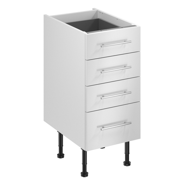 Meuble bas "Dorice" blanc brillant l.40 x h.72 x p.57 cm 3 tiroirs + 1 casserolier - Brico Dépôt