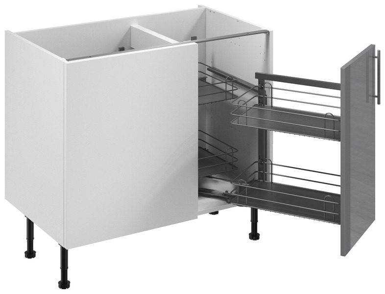 Meuble d'angle bas "Dorice" anthracite mat l.100 x h.72 x p.57 cm 1 porte + rangement panier droit - Brico Dépôt