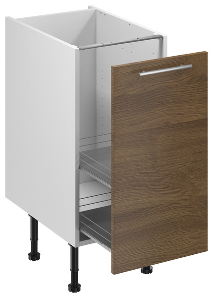 Meuble bas de cuisine "Basilie" imitation chêne fumé l.40 x h.72 x p.57 cm 1 porte coulissante - Brico Dépôt