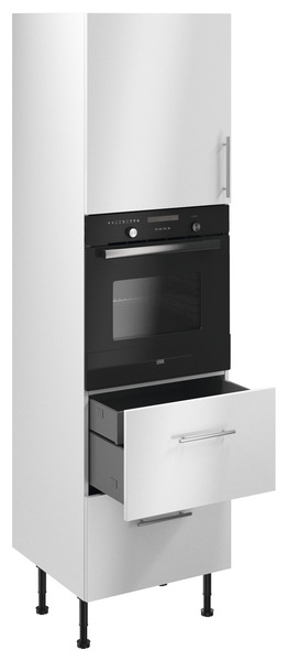 Colonne four "Dorice" blanc brillant l.60 x h.201 x p.57 cm + 1 porte + 2 casseroliers + 1 tiroir intérieur - Brico Dépôt