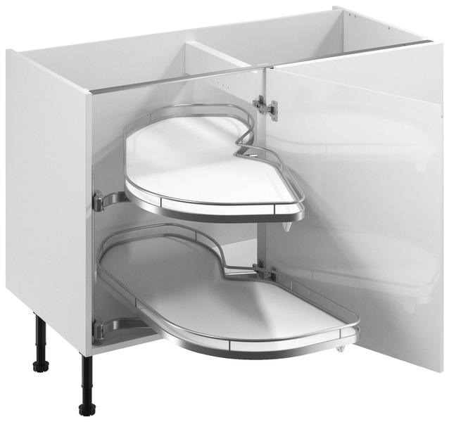 Meuble d'angle bas "Glorian" blanc brillant l.120 x h.72 x p.57 cm 1 porte + rangement Space gauche - Brico Dépôt