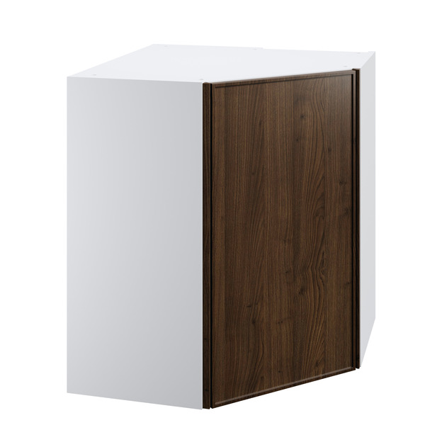 Meuble d'angle haut "Heline" imitation noyer mat l.63 x h.72 x p.32 cm 1 porte - Brico Dépôt