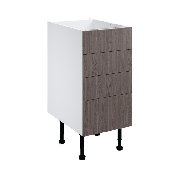 Meuble bas "Basilie" imitation chêne gris l.40 x h.72 x p.57 cm 3 tiroirs + 1 casserolier - Brico Dépôt