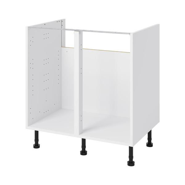 Meuble bas "Basilie" imitation chêne fumé l.80 x h.72 x p.57 cm 2 casseroliers + 2 tiroirs intérieurs - Brico Dépôt