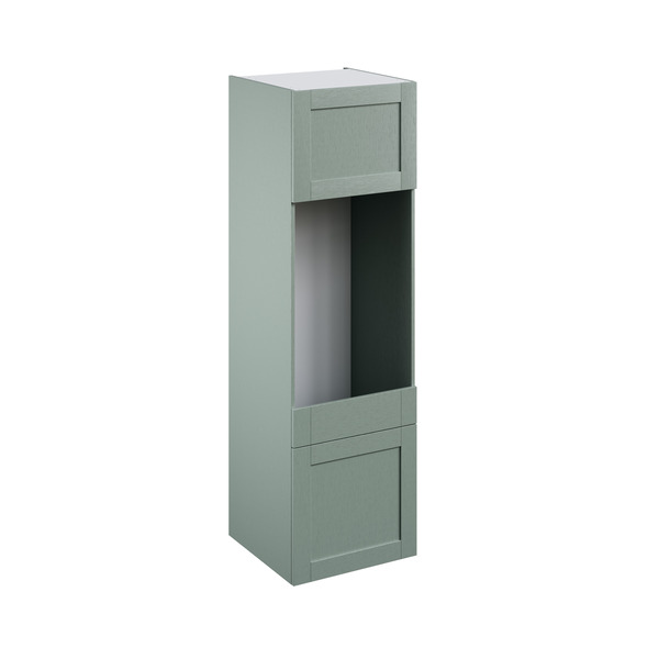 Colonne de cuisine four + micro-ondes "Coline" vert sauge l.60 x h.201 x p.57 cm + 1 porte + 1 porte avec casserolier et tiroir intérieur - Brico Dépôt