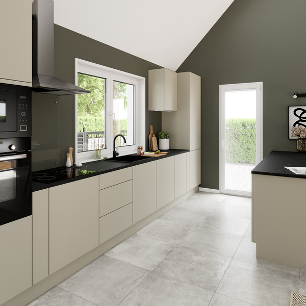 Meuble bas "Dorice" beige mat l.100 x h.72 x p.57 cm 2 portes - Brico Dépôt