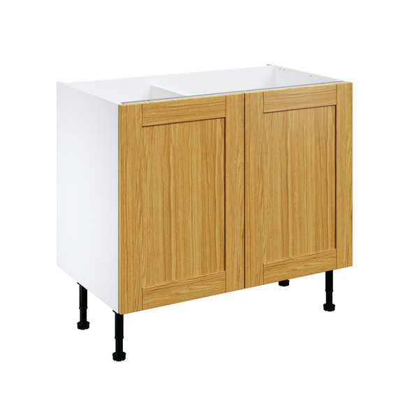 Meuble bas "Ilona" chêne massif l.100 x h.72 x p.57 cm 2 portes - Brico Dépôt