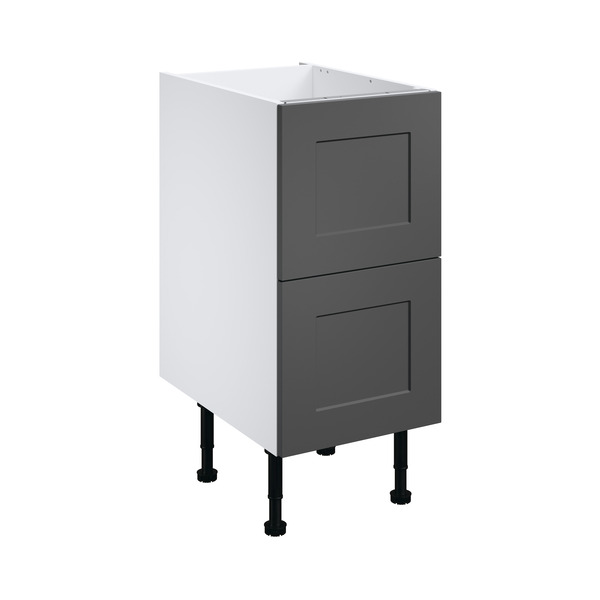 Meuble bas de cuisine "Florie" anthracite mat l.40 x h.72 x p.57 cm 2 casseroliers + 2 tiroirs intérieurs - Brico Dépôt