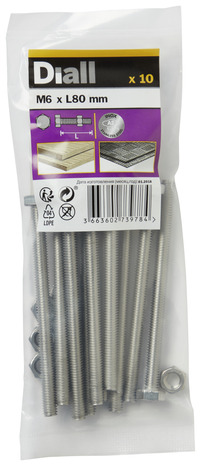 Boulons tête hexa inox 6 x 80 mm - Diall - Brico Dépôt